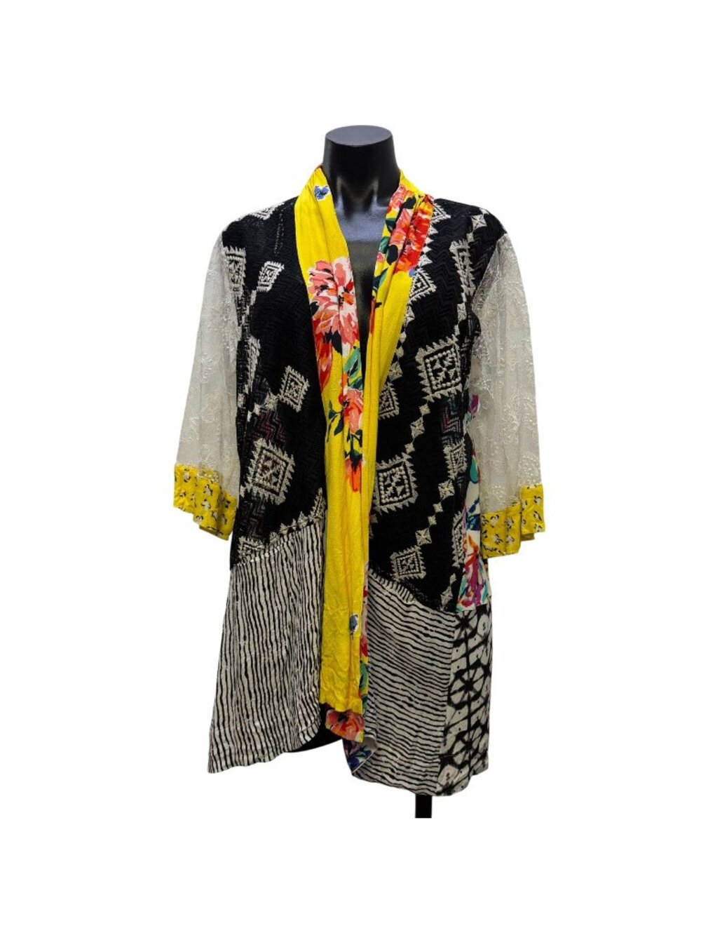John Mark Open Front Cardigan Kimono Multicolor Floral M